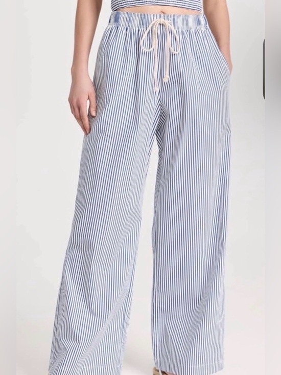 DONNI. Pants - DONNI 100% Cotton Blue White Striped Pop Drawstring Pants Medium